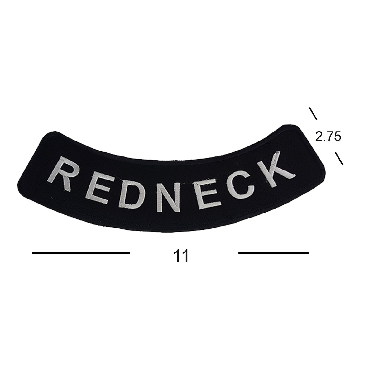 Red Neck Bottom Rocker Patch - White on Black Iron On Sew On Large Back Patch for Biker Vest Jacket