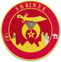 Red Shriner Round Center Back Patch - Masonic for Biker Vest Jacket
