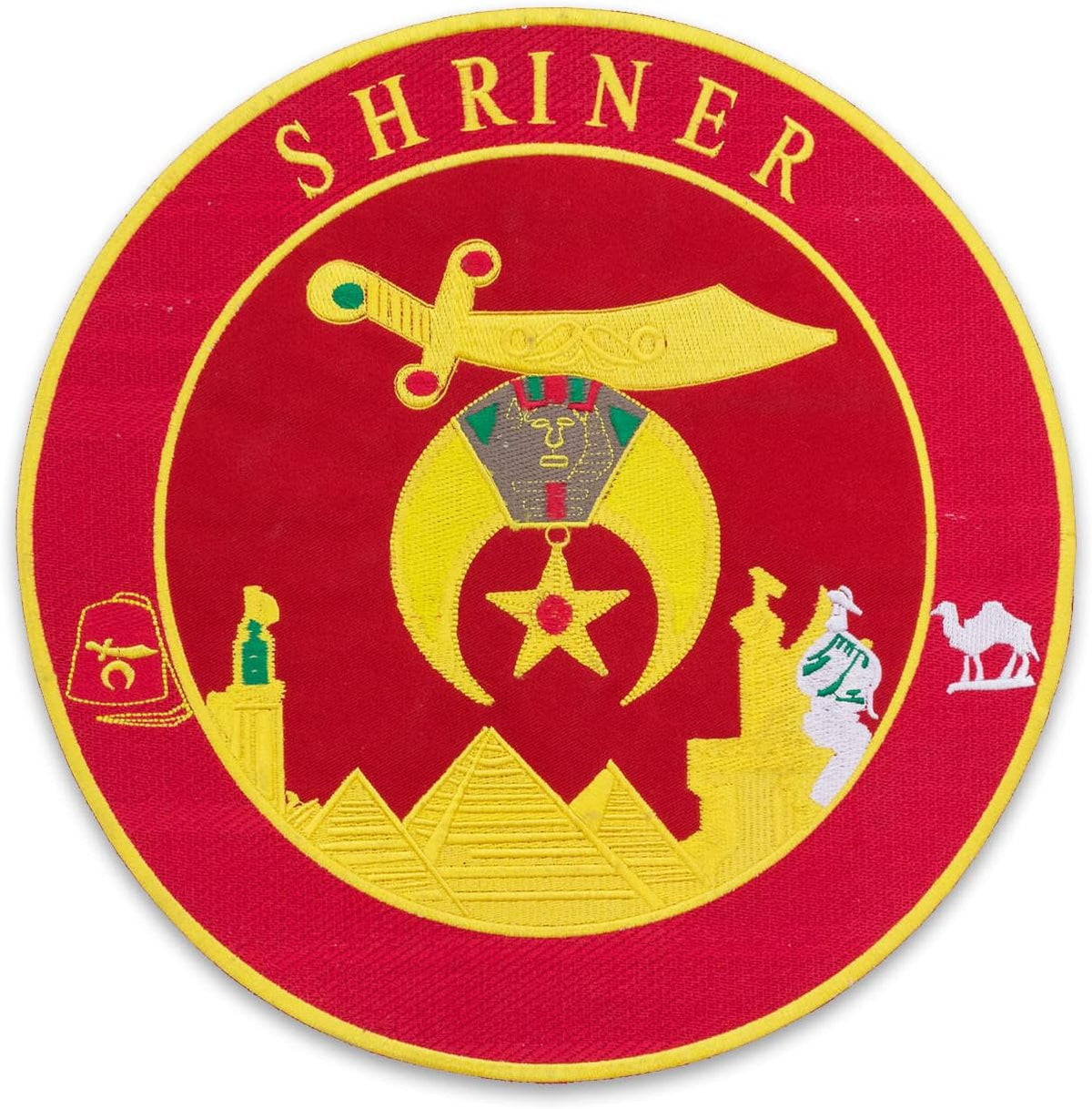 Red Shriner Round Center Back Patch - Masonic for Biker Vest Jacket