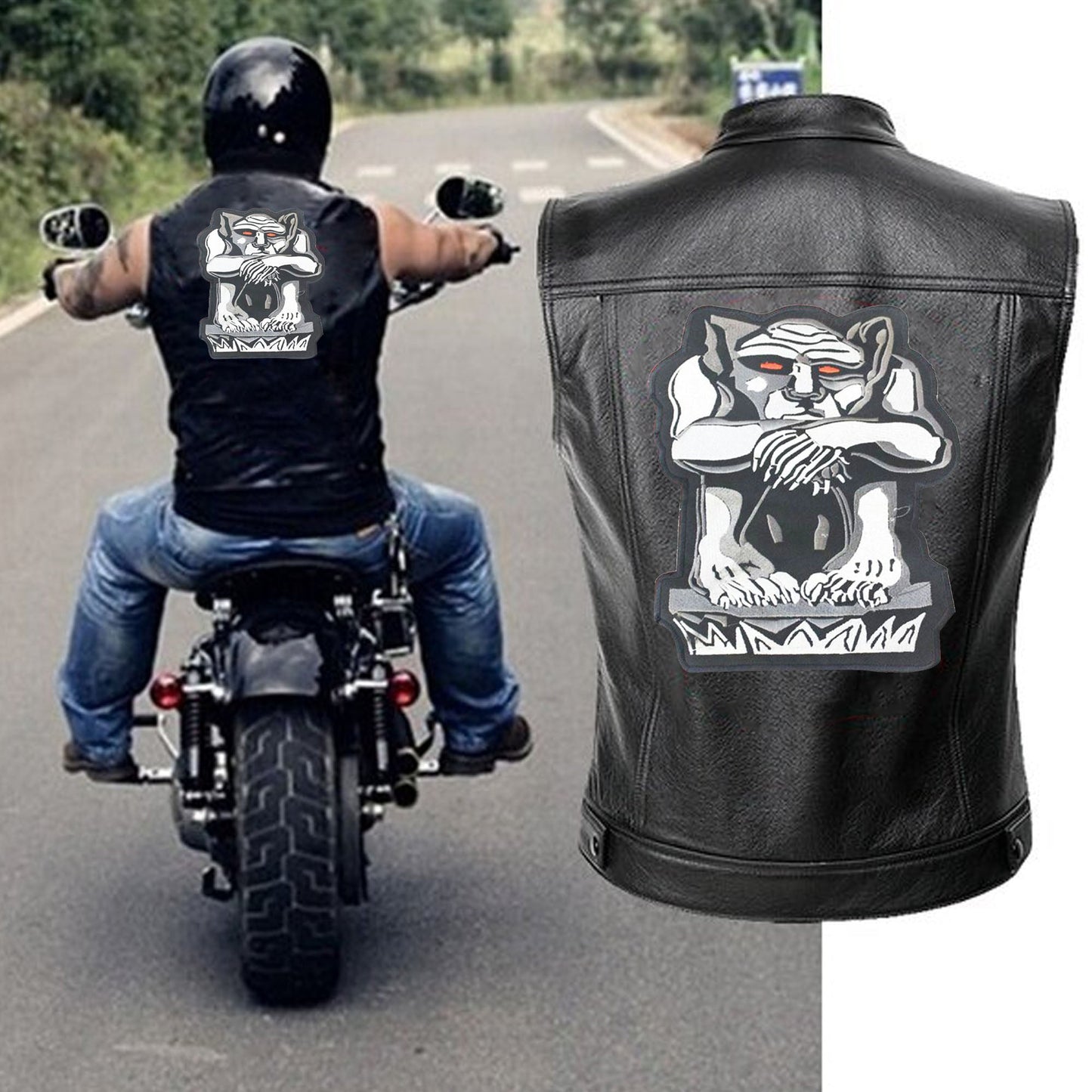 Reflective Gargoyle Center Back Patch - for Biker Vest Jacket