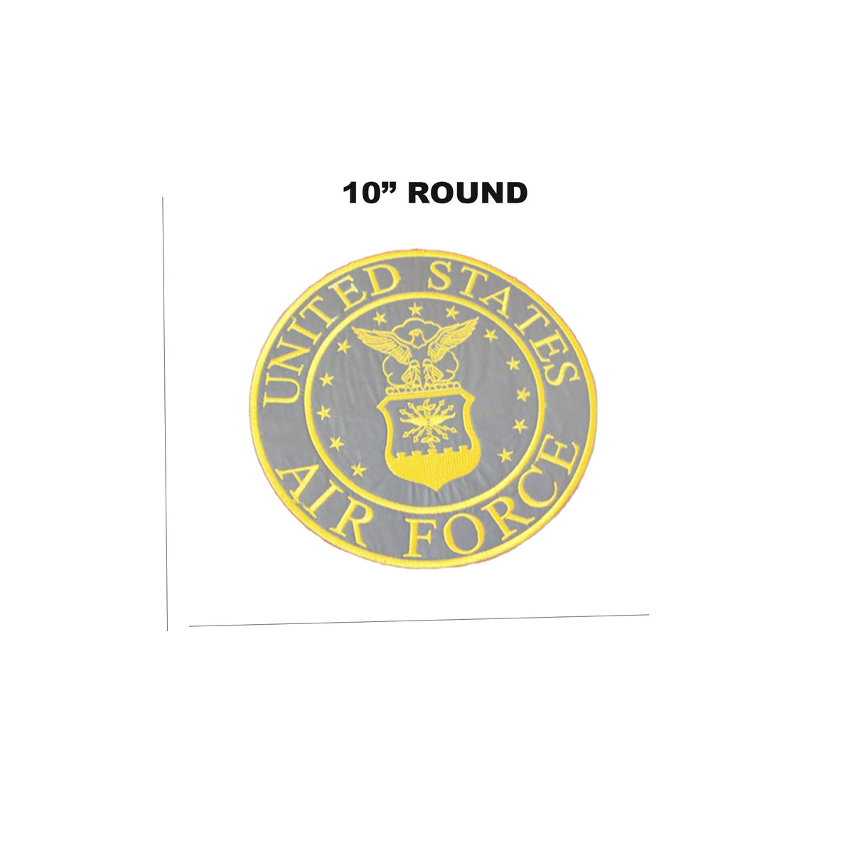 Reflective US Air Force Center Back Patch - Yellow Round Military Veteran for Biker Vest Jacket