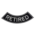 Retired Bottom Rocker Patch - White Iron On Sew On Large Back Patch for Biker Vest Jacket