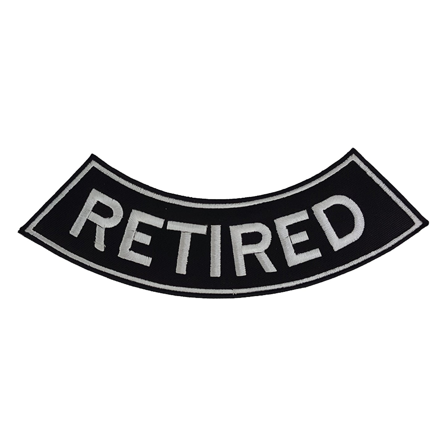 Retired Bottom Rocker Patch - White Iron On Sew On Large Back Patch for Biker Vest Jacket