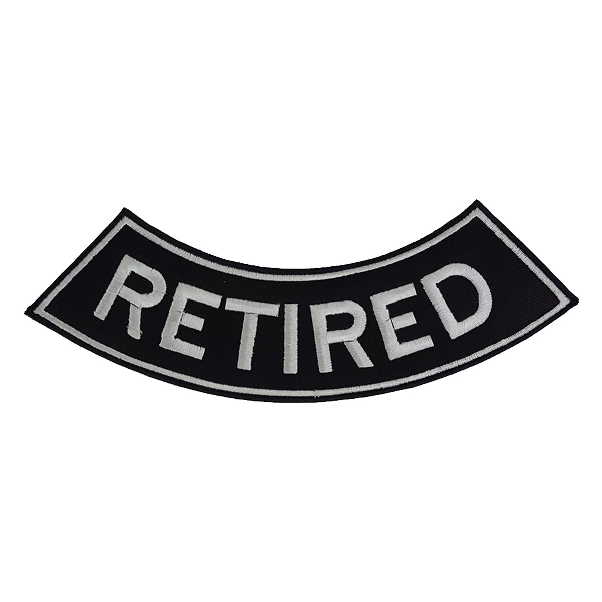 Retired Bottom Rocker Patch - White Iron On Sew On Large Back Patch for Biker Vest Jacket