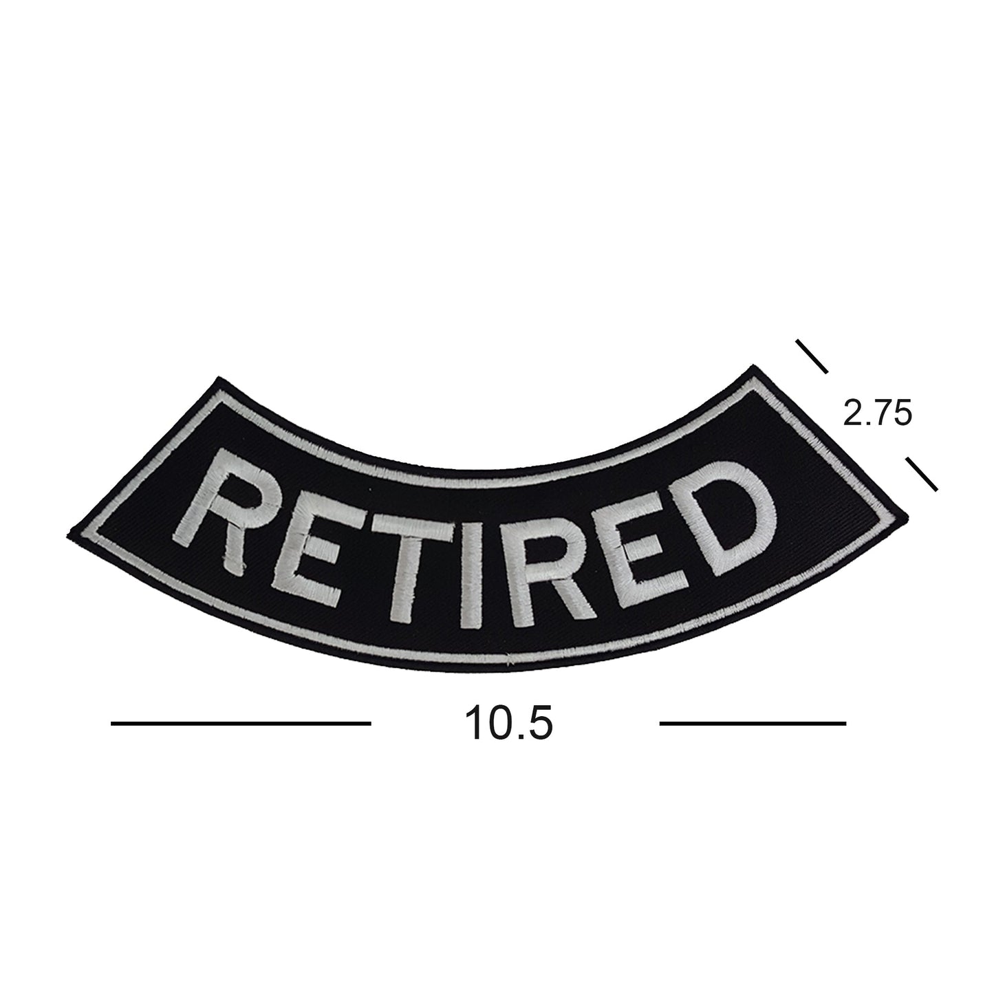 Retired Bottom Rocker Patch - White Iron On Sew On Large Back Patch for Biker Vest Jacket