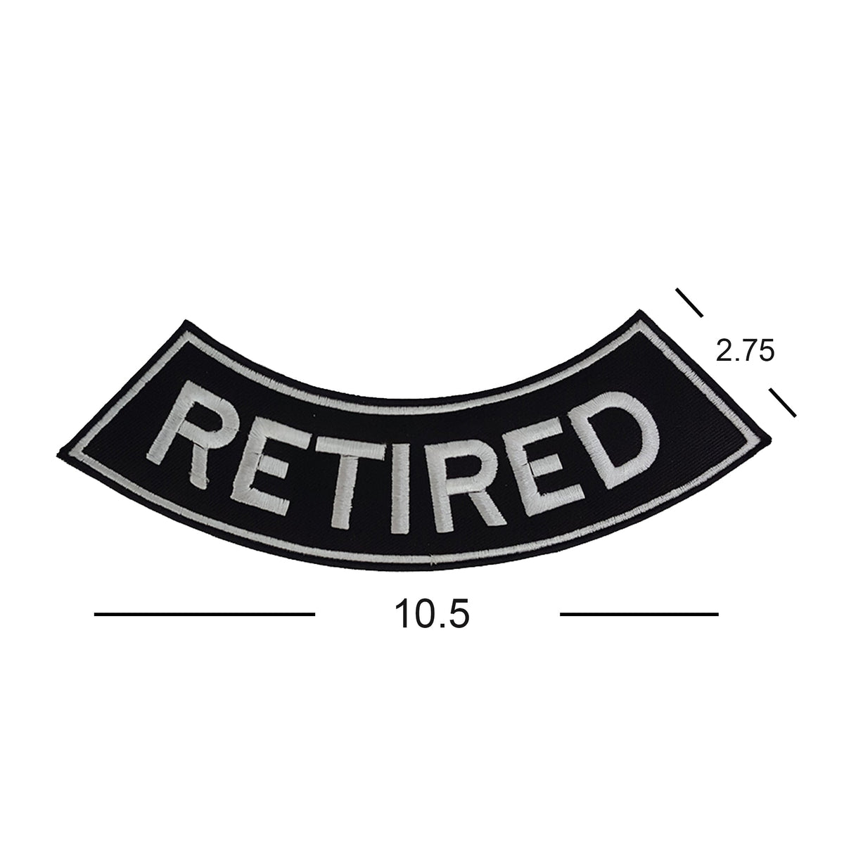 Retired Bottom Rocker Patch - White Iron On Sew On Large Back Patch for Biker Vest Jacket