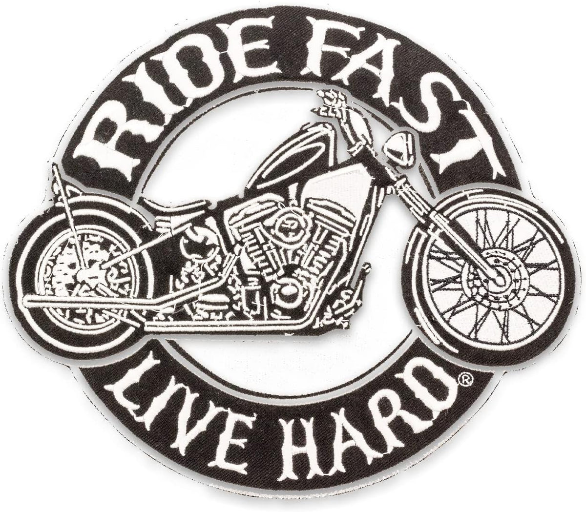 Ride Fast Live Hard Center Back Patch - for Biker Vest Jacket