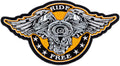 Ride Free Winged V - Twin Center Back Patch - Motorcycle Engine for Biker Vest Jacket