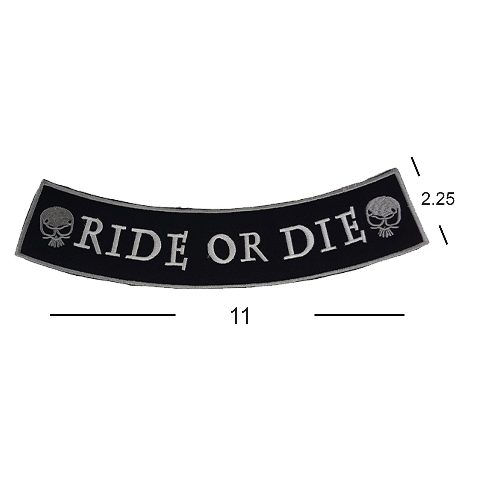 Ride or Die Bottom Rocker Patch - Iron On Sew On Large Back Patch for Biker Vest Jacket