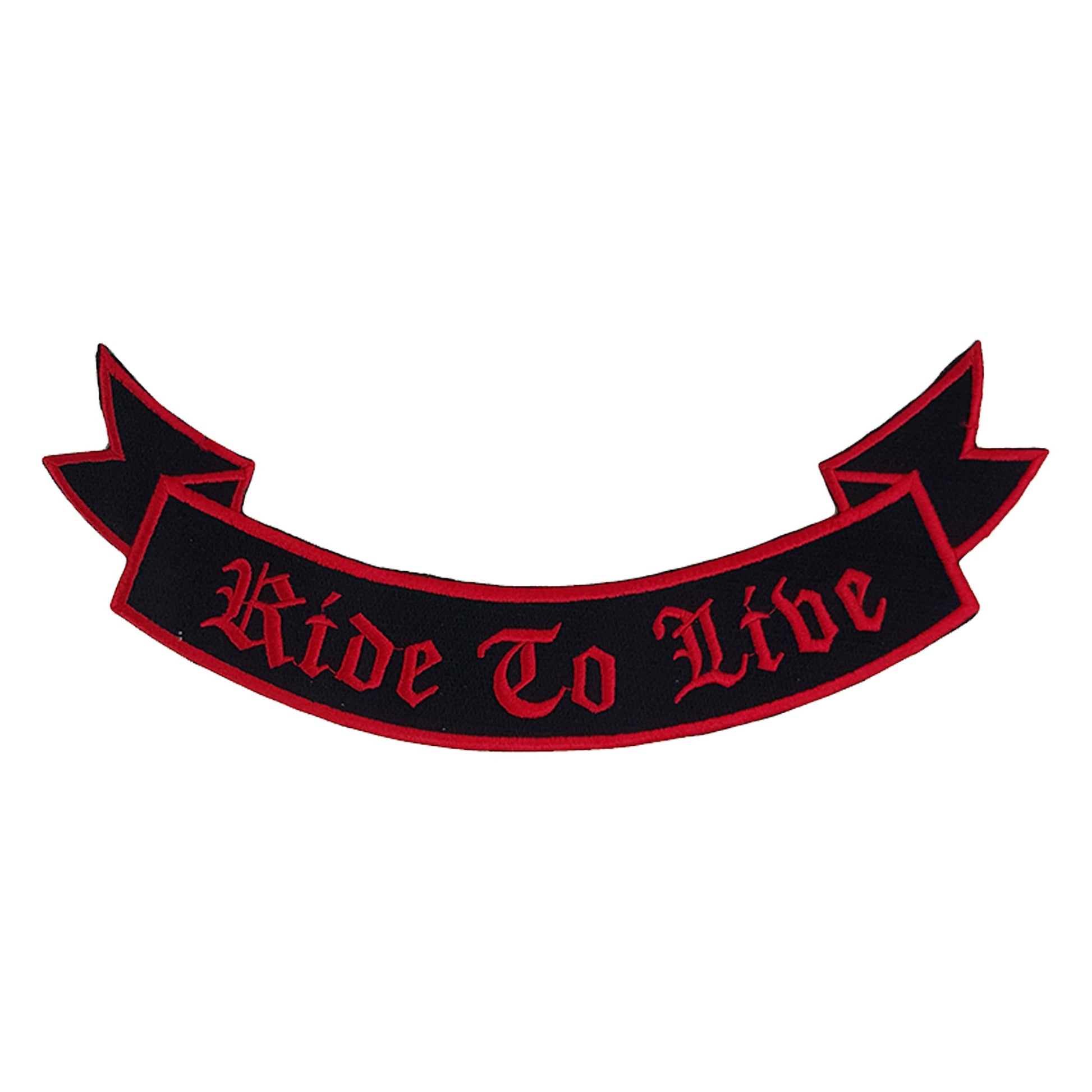 Ride to Live Banner Bottom Rocker Patch - Iron On Sew On Large Back Patch for Biker Vest Jacket