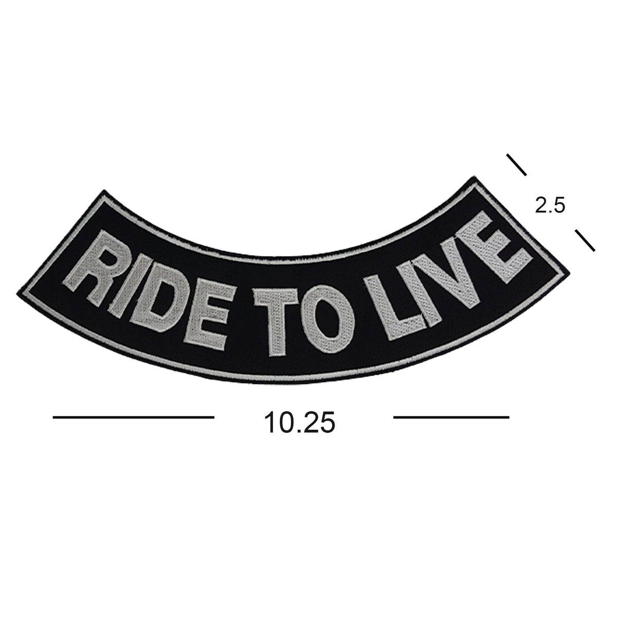 Ride to Live Bold White Bottom Rocker Patch - Iron On Sew On Large Back Patch for Biker Vest Jacket