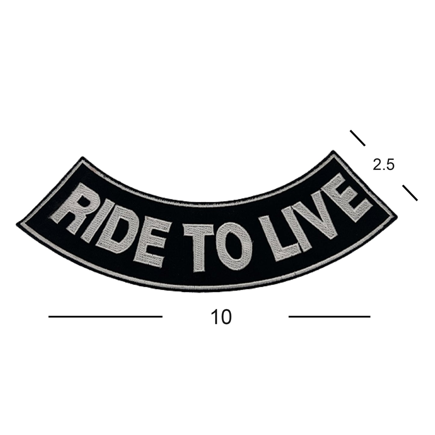 Ride to Live Bottom Rocker Patch - Iron On Sew On Large Back Patch for Biker Vest Jacket