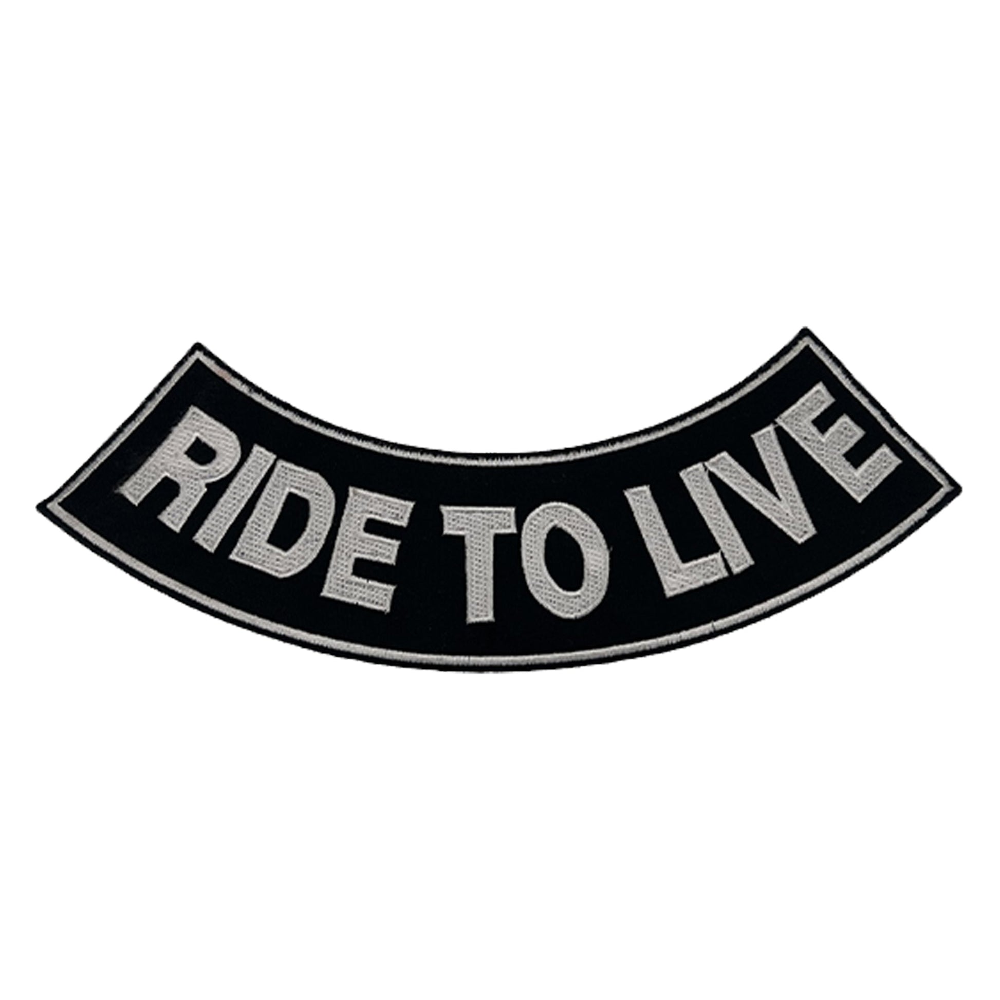 Ride to Live Bottom Rocker Patch - Iron On Sew On Large Back Patch for Biker Vest Jacket