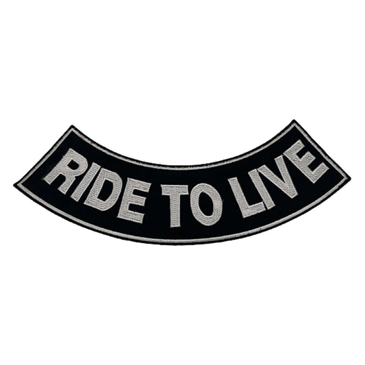 Ride to Live Bottom Rocker Patch - Iron On Sew On Large Back Patch for Biker Vest Jacket