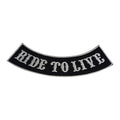 Ride to Live Bottom Rocker Patch - White on Black Iron On Sew On Large Back Patch for Biker Vest Jacket