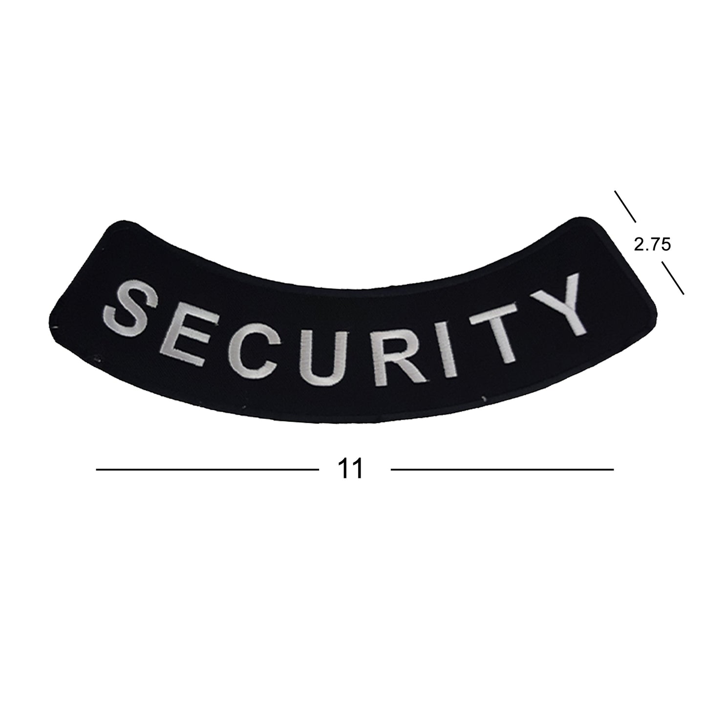Security Bottom Rocker Patch - White on Black Iron On Sew On Large Back Patch for Biker Vest Jacket