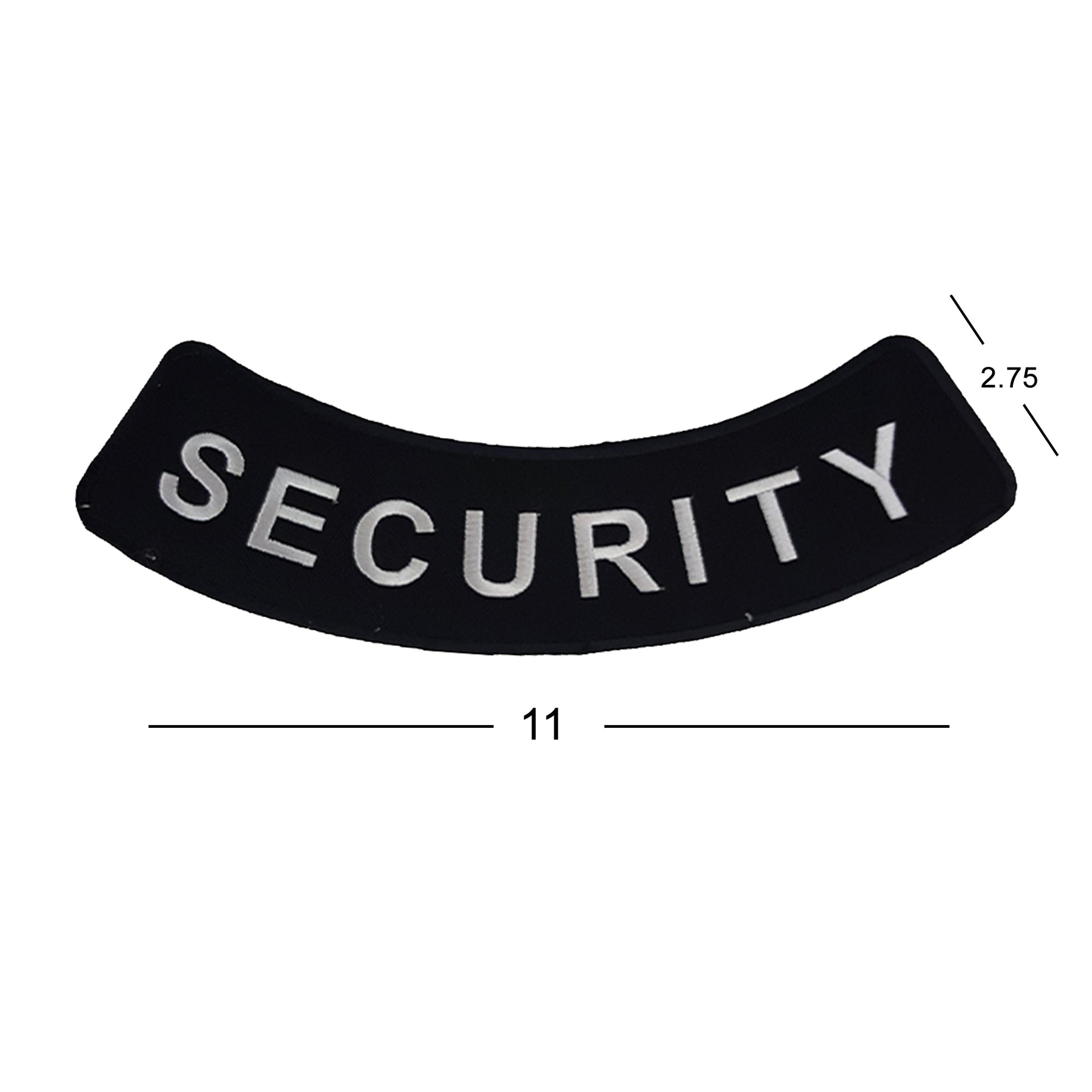 Security Bottom Rocker Patch - White on Black Iron On Sew On Large Back Patch for Biker Vest Jacket