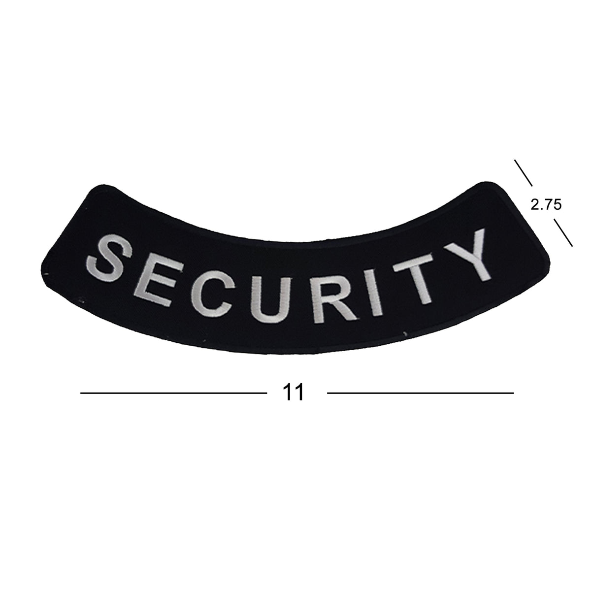 Security Bottom Rocker Patch - White on Black Iron On Sew On Large Back Patch for Biker Vest Jacket