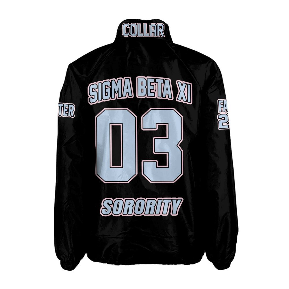 Sigma Beta Xi Sorority Crossing Jacket – Custom Crest & Name Embroidered Coach Jacket
