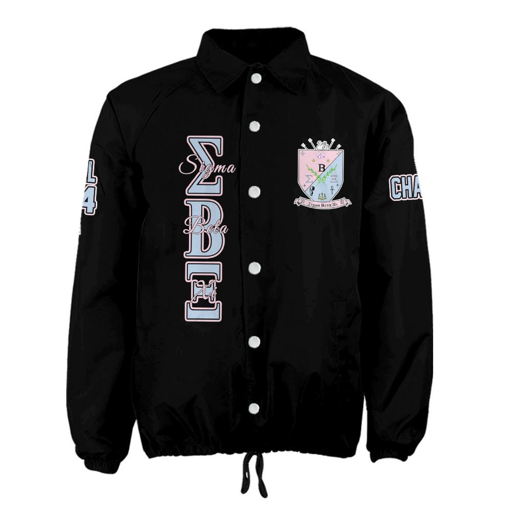 Sigma Beta Xi Sorority Crossing Jacket – Custom Crest & Name Embroidered Coach Jacket