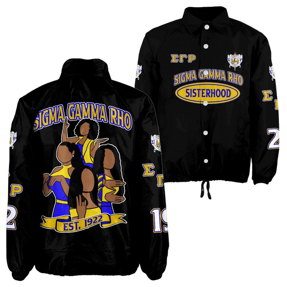 Sigma Gamma Rho Black Coach Jacket – Custom Embroidered SGRho Crossing Jacket