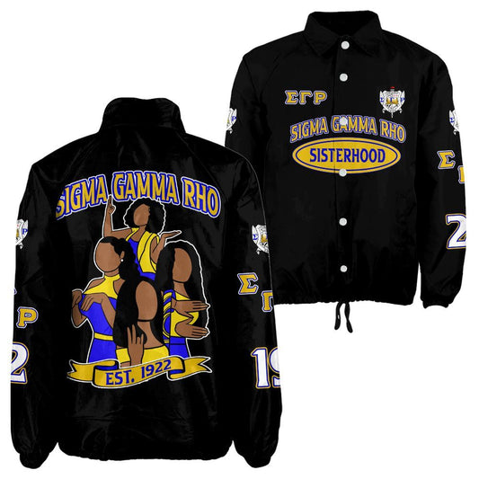 Sigma Gamma Rho Black Coach Jacket – Custom Embroidered SGRho Crossing Jacket