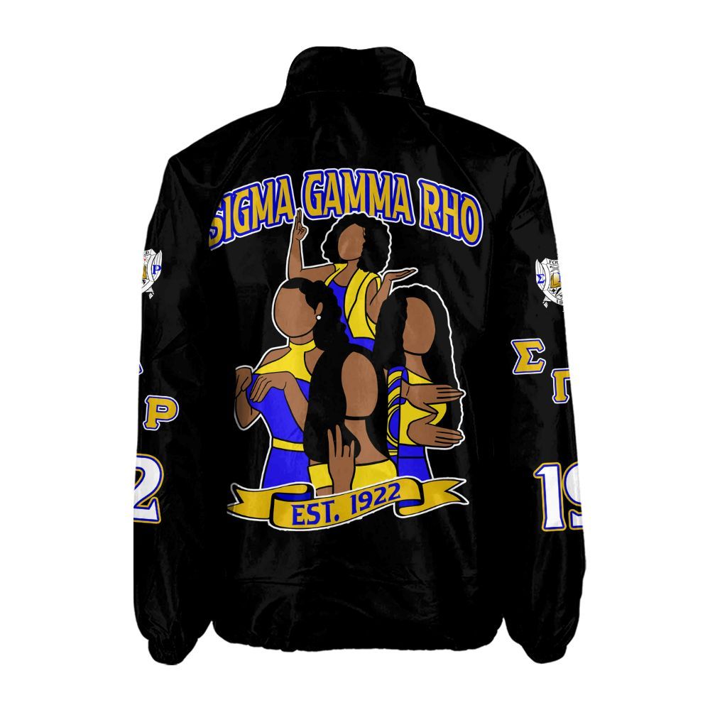 Sigma Gamma Rho Black Coach Jacket – Custom Embroidered SGRho Crossing Jacket