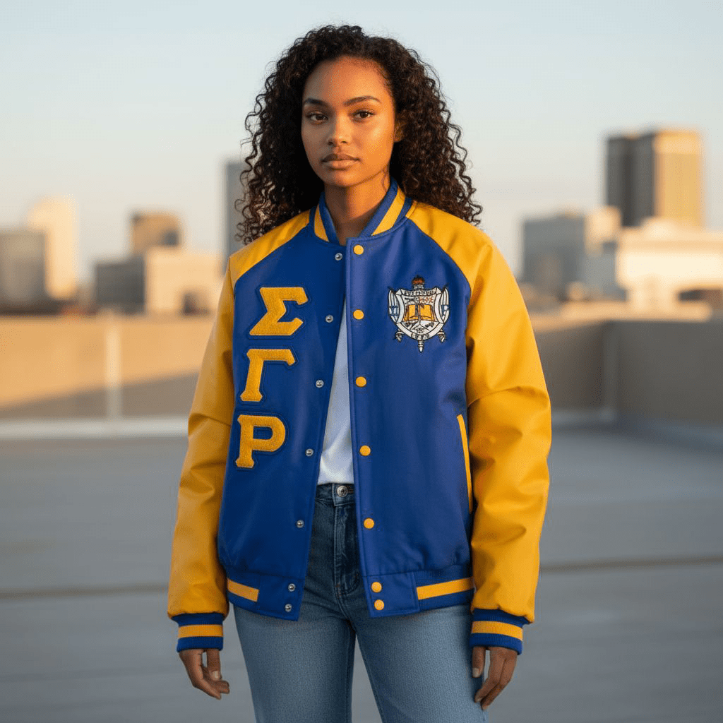 Sigma Gamma Rho Bomber Jacket - Custom Lining Sorority