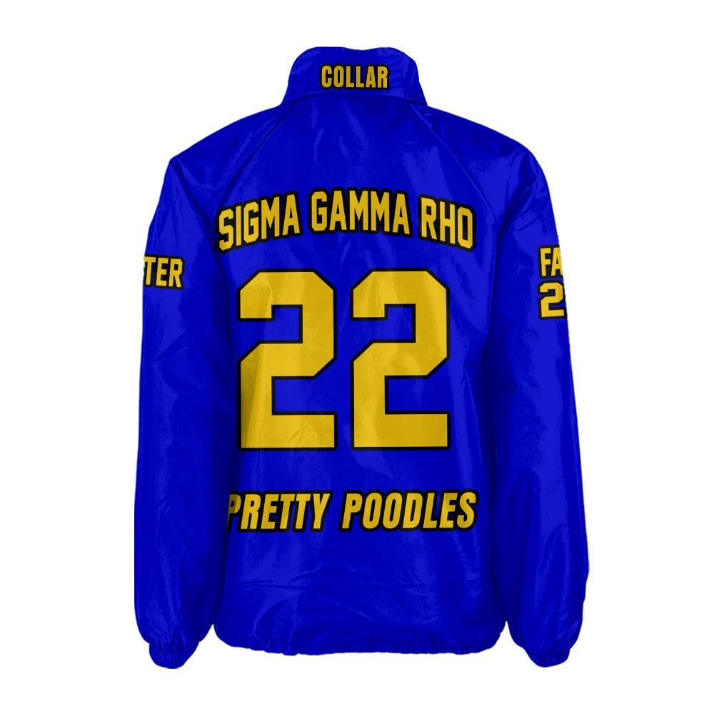 Sigma Gamma Rho Coach Jacket – Custom Crest & Line Embroidered Edition (Royal Blue)