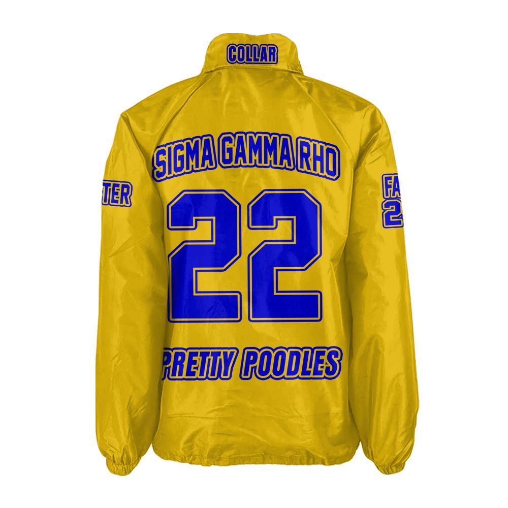 Sigma Gamma Rho Gold Coach Jacket – Custom Embroidered SGRho Crossing Jacket