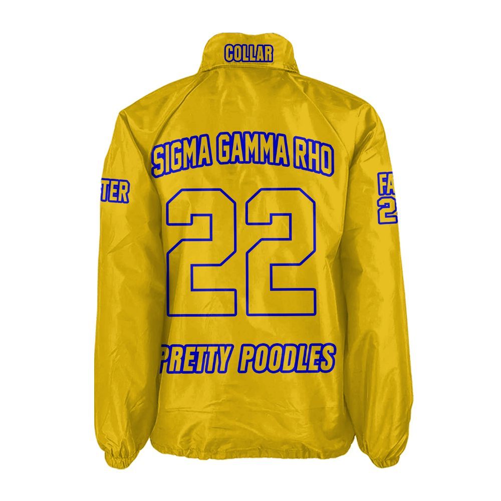Sigma Gamma Rho Gold Coach Jacket – Custom Embroidered SGRho Crossing Jacket