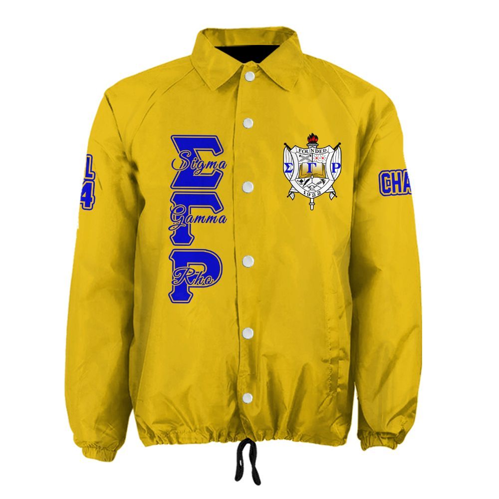 Sigma Gamma Rho Gold Coach Jacket – Custom Embroidered SGRho Crossing Jacket