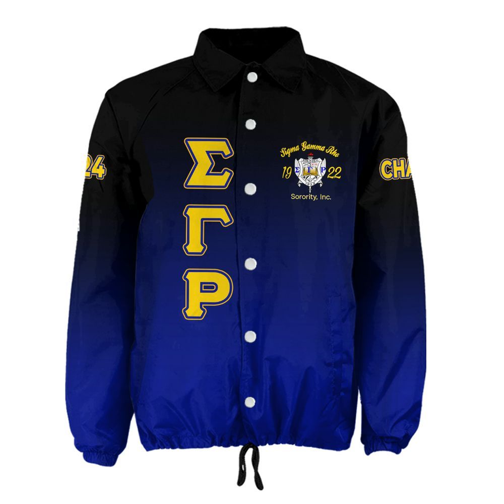 Sigma Gamma Rho "RHOyal Fade" Coach Jacket – Premium Custom Gradient Crossing Apparel