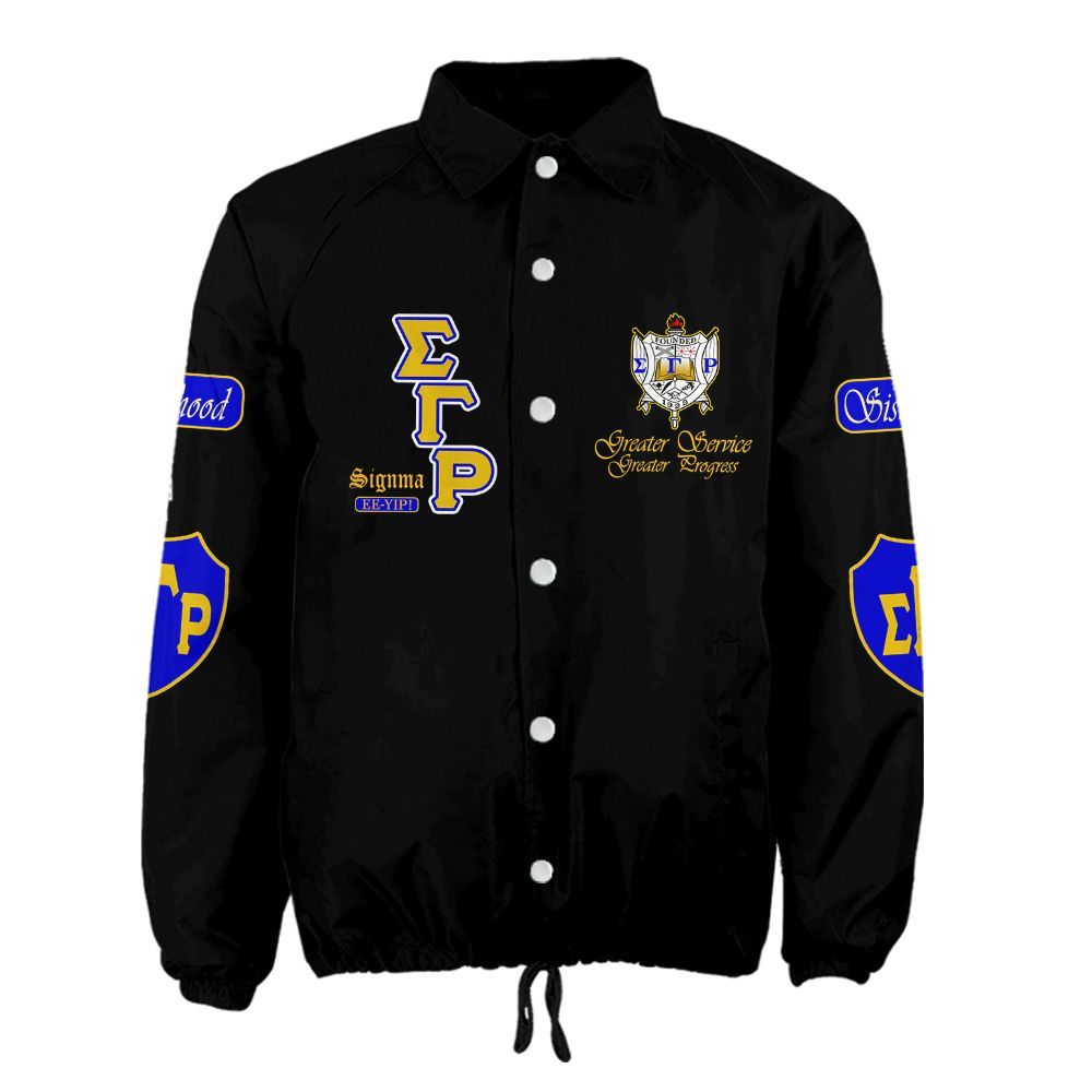 Sigma Gamma Rho Signature Coach Jacket – Custom Embroidered Greek Letter Jacket
