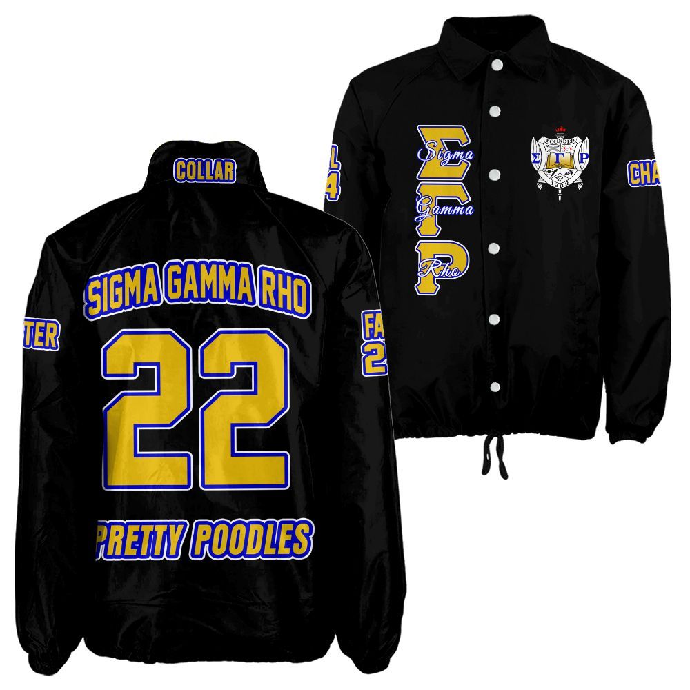 Sigma Gamma Rho Sorority Crossing Jacket – Custom Crest & Name Embroidered Coach Jacket