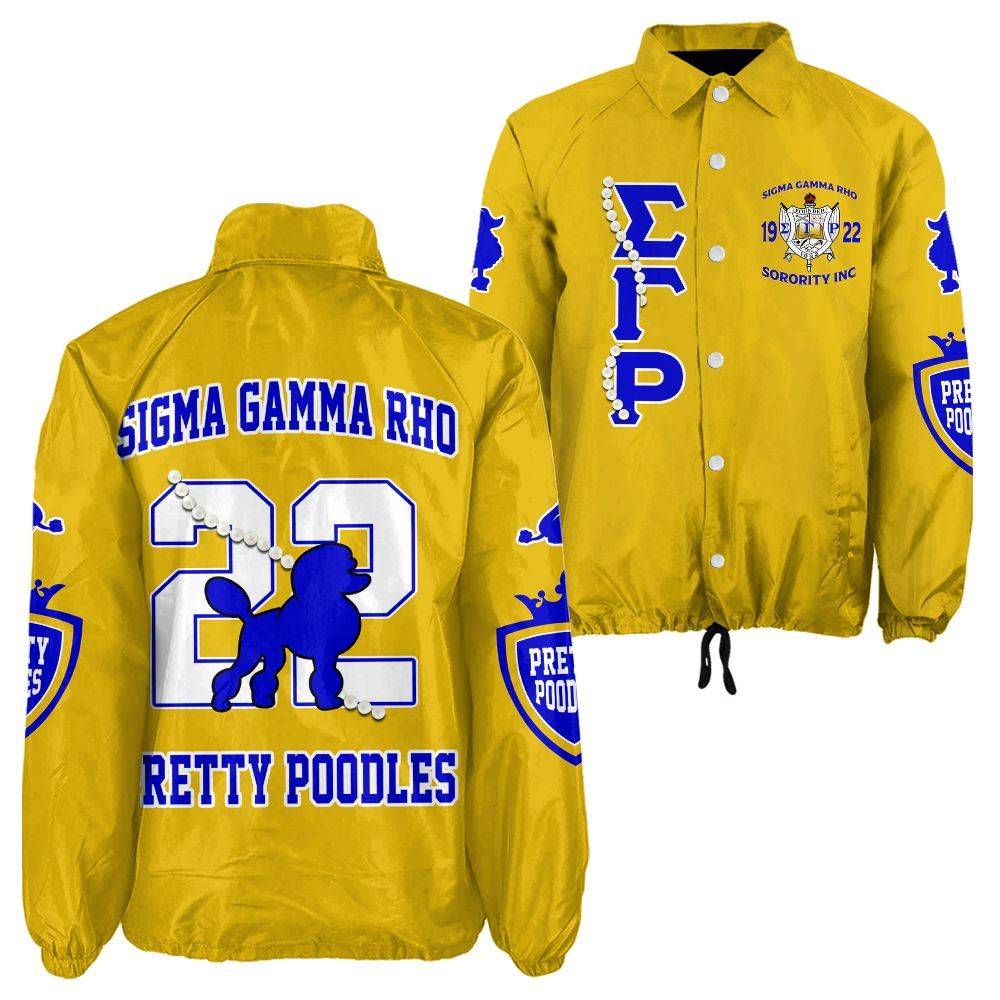 Sigma Gamma Rho Sorority Crossing Jacket – Custom Crest & Name Embroidered Coach Jacket (Yellow Edition)