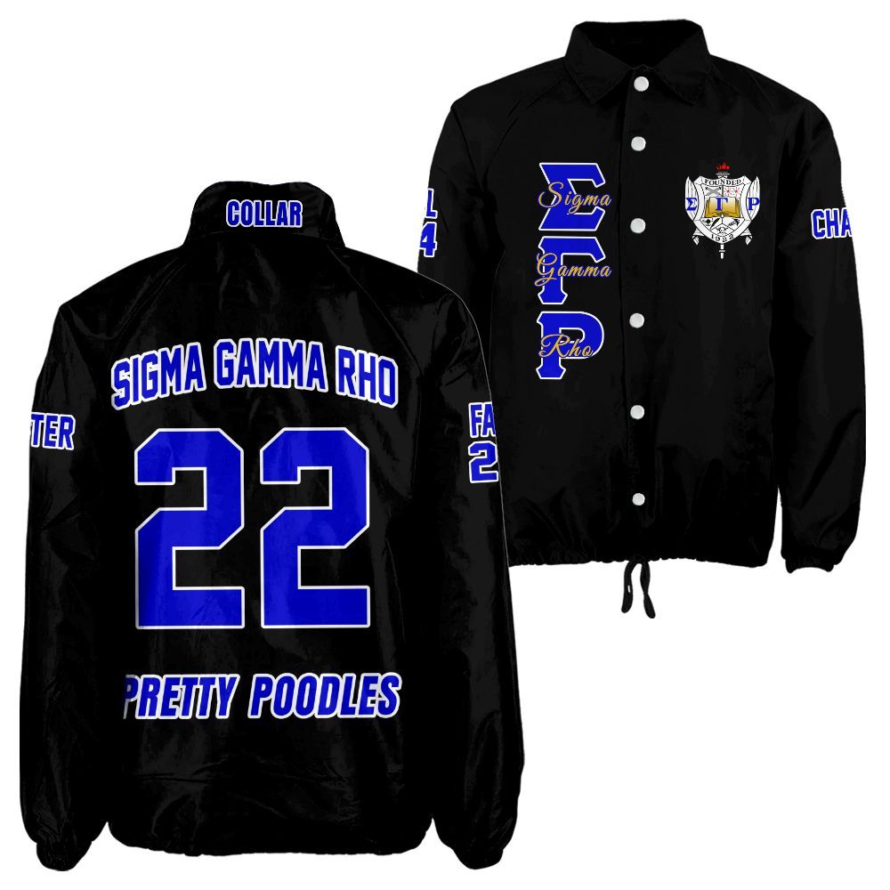 SGRho Sorority Black Crossing Jacket – Personalized Name, Number & Official Crest