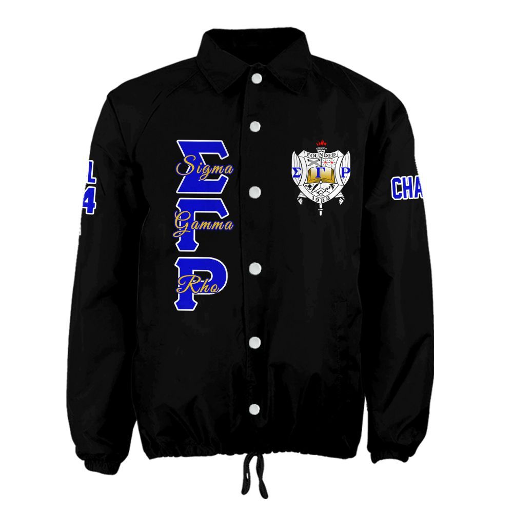 SGRho Sorority Black Crossing Jacket – Personalized Name, Number & Official Crest