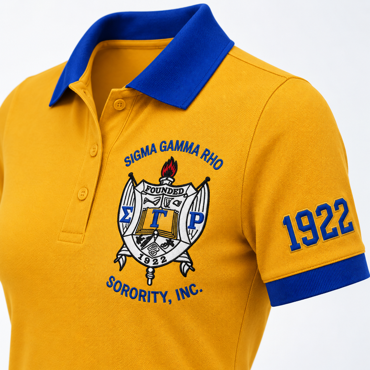 sigma gamma rho polo yellow and blue