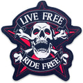 Skull Cross Bone Live Free Ride Free Center Back Patch - for Biker Vest Jacket
