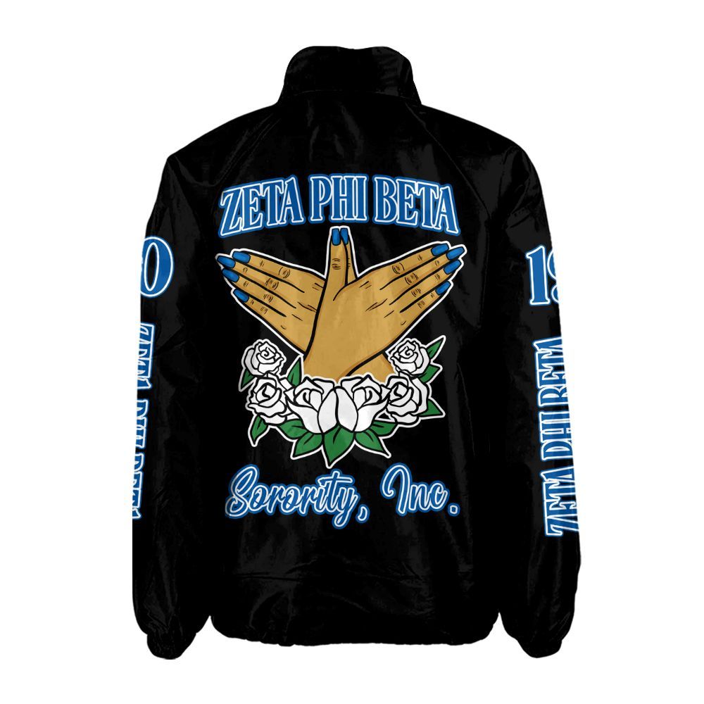 Tailored Zeta Phi Beta Greek Coach Jacket – Custom Embroidery & Chapter Details