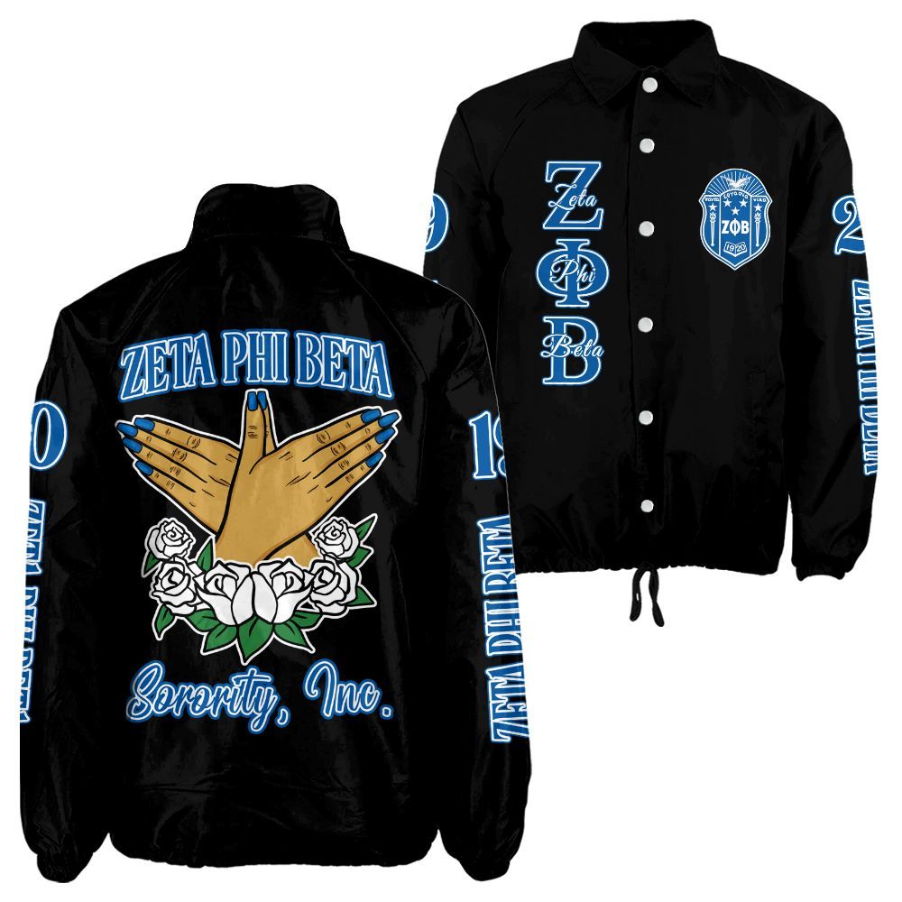 Tailored Zeta Phi Beta Greek Coach Jacket – Custom Embroidery & Chapter Details