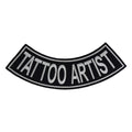 Tattoo Artist Bottom Rocker Patch - White Iron On Sew On Large Back Patch for Biker Vest Jacket