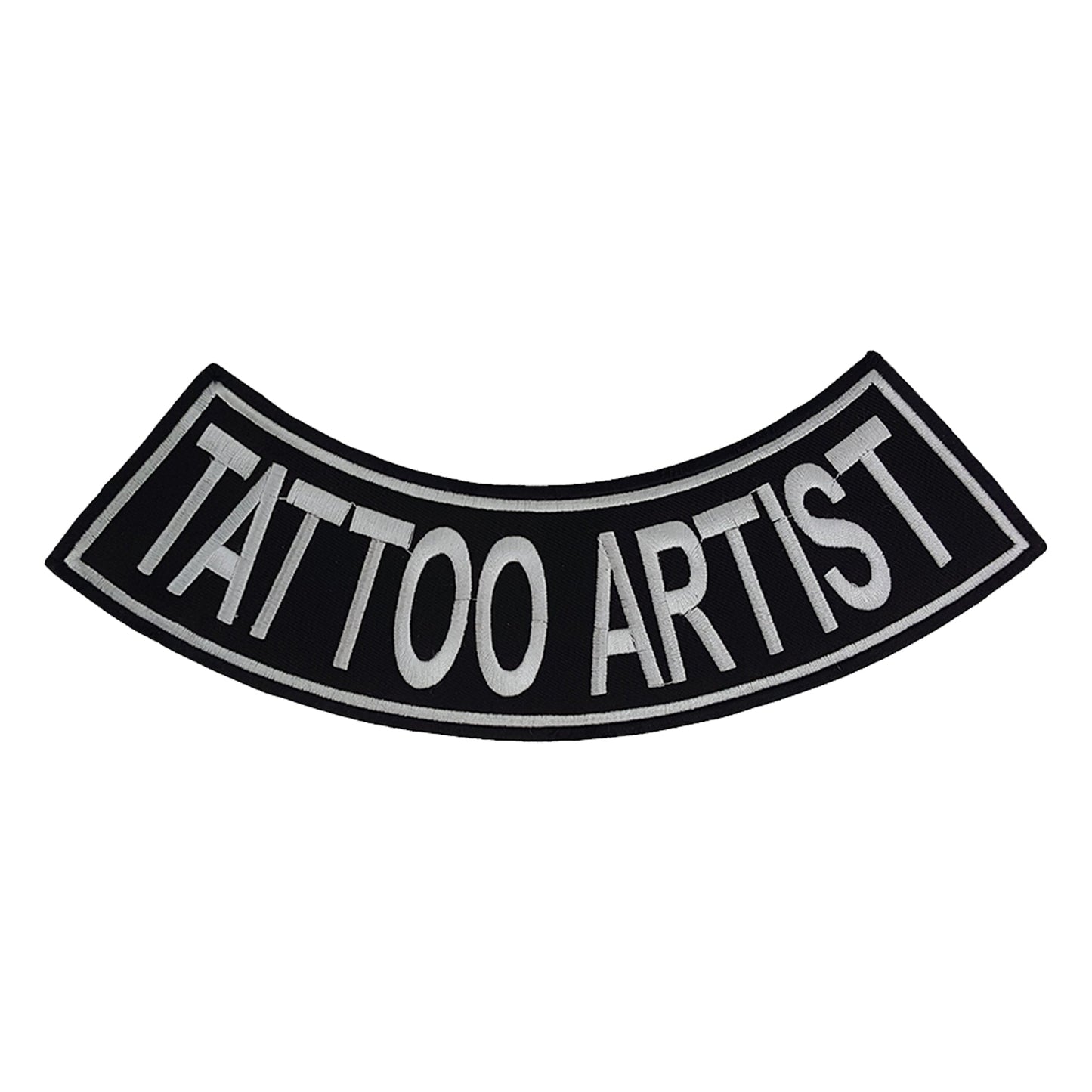 Tattoo Artist Bottom Rocker Patch - White Iron On Sew On Large Back Patch for Biker Vest Jacket