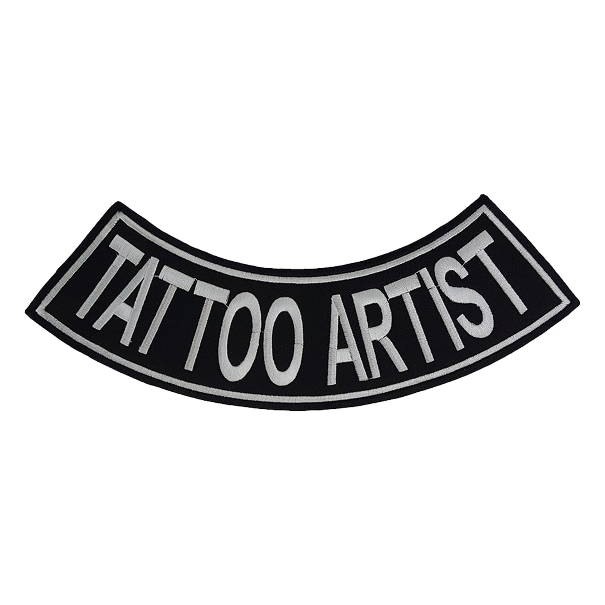 Tattoo Artist Bottom Rocker Patch - White Iron On Sew On Large Back Patch for Biker Vest Jacket