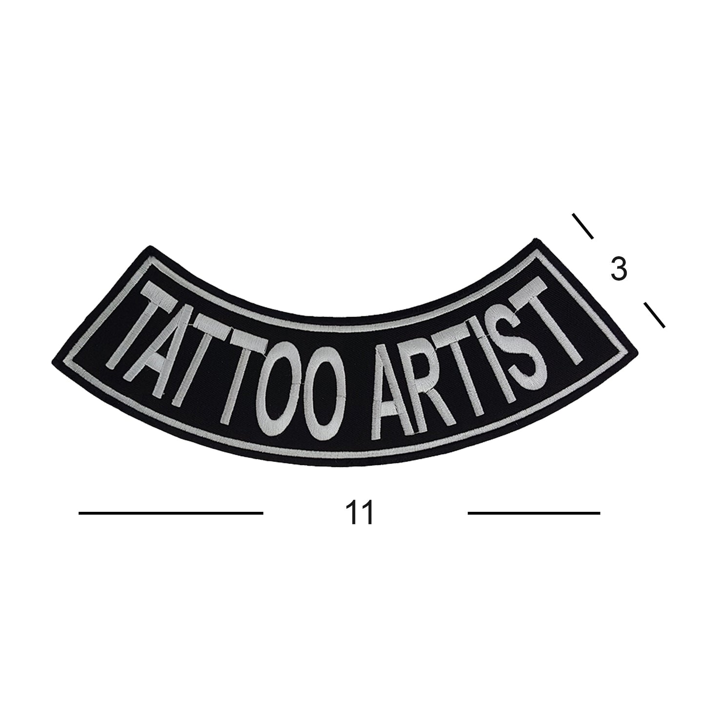 Tattoo Artist Bottom Rocker Patch - White Iron On Sew On Large Back Patch for Biker Vest Jacket