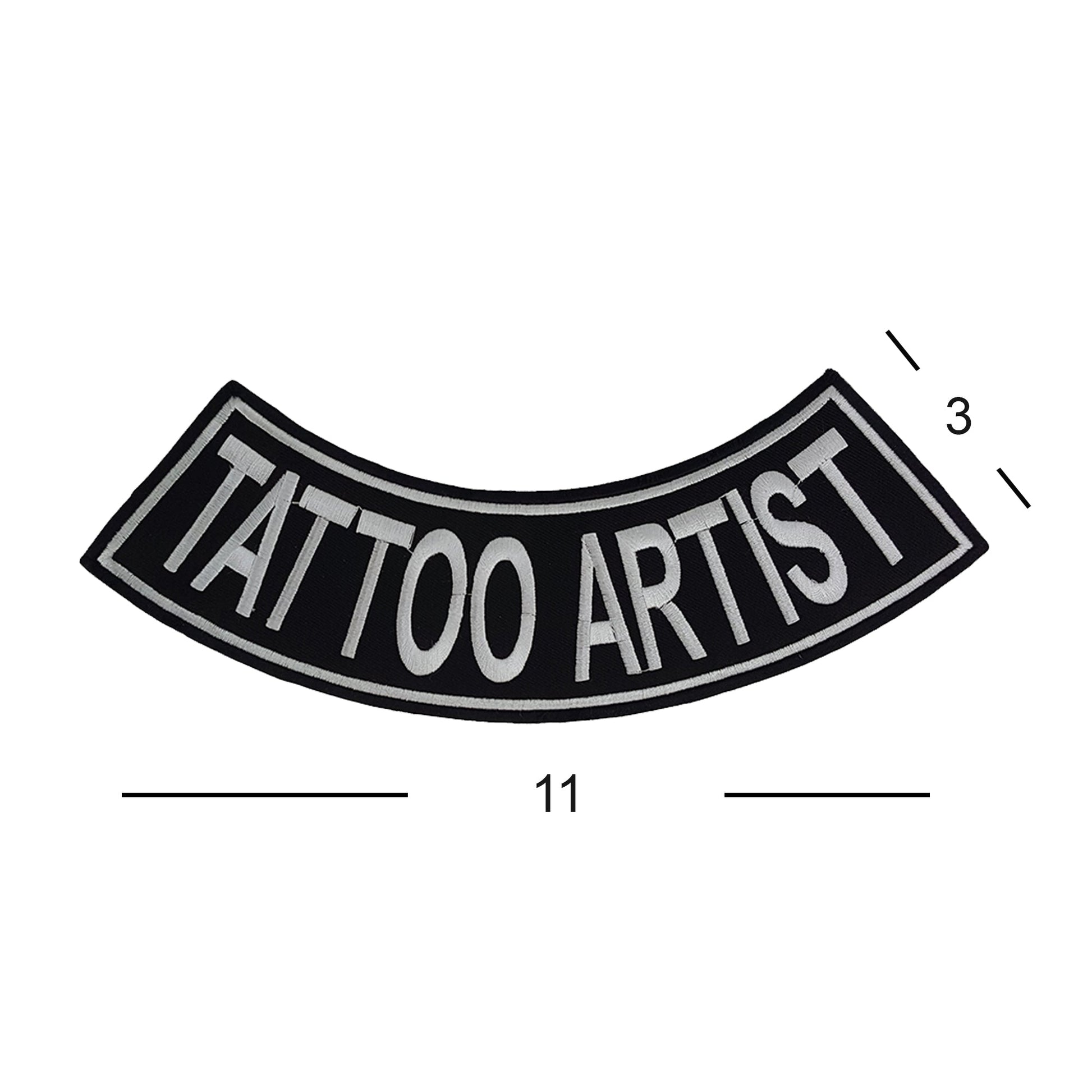Tattoo Artist Bottom Rocker Patch - White Iron On Sew On Large Back Patch for Biker Vest Jacket