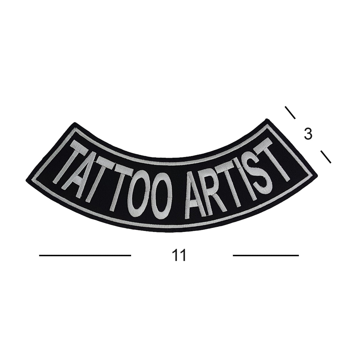 Tattoo Artist Bottom Rocker Patch - White Iron On Sew On Large Back Patch for Biker Vest Jacket