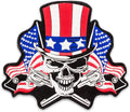 Uncle Sam Skull and 2 Guns Center Back Patch - Round USA Patriotic for Biker Vest Jacket