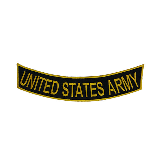 United States Army Bottom Rocker Patch - Yellow Iron On Sew On Large Back Patch Military Veteran for Biker Vest Jacket